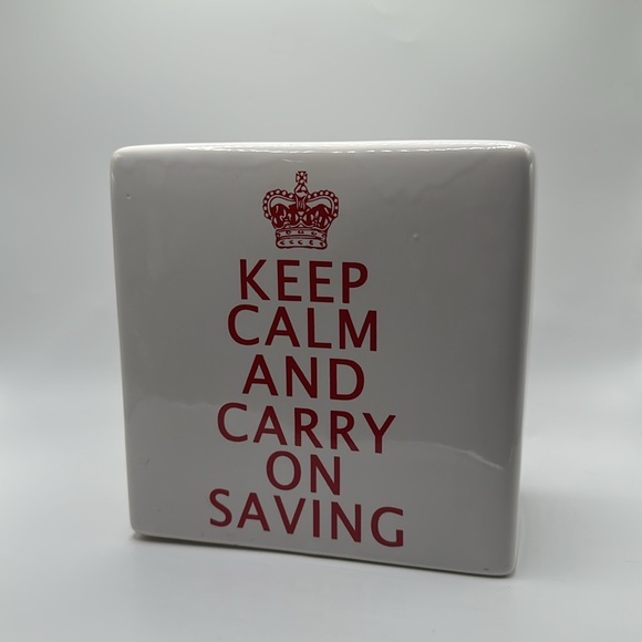 Ceramic keep calm and carry on saving piggy bank with defect - Picture 3 of 7